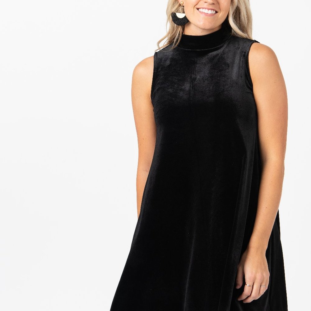 A&D Sleeveless Swing Dress Velvet MockNeck XXL NWT